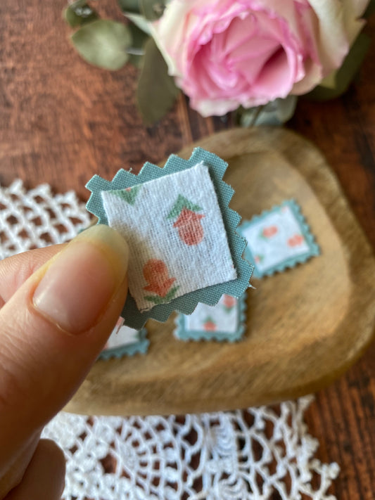 Lot de 5 timbre en tissus tulipe pour scrapbooking