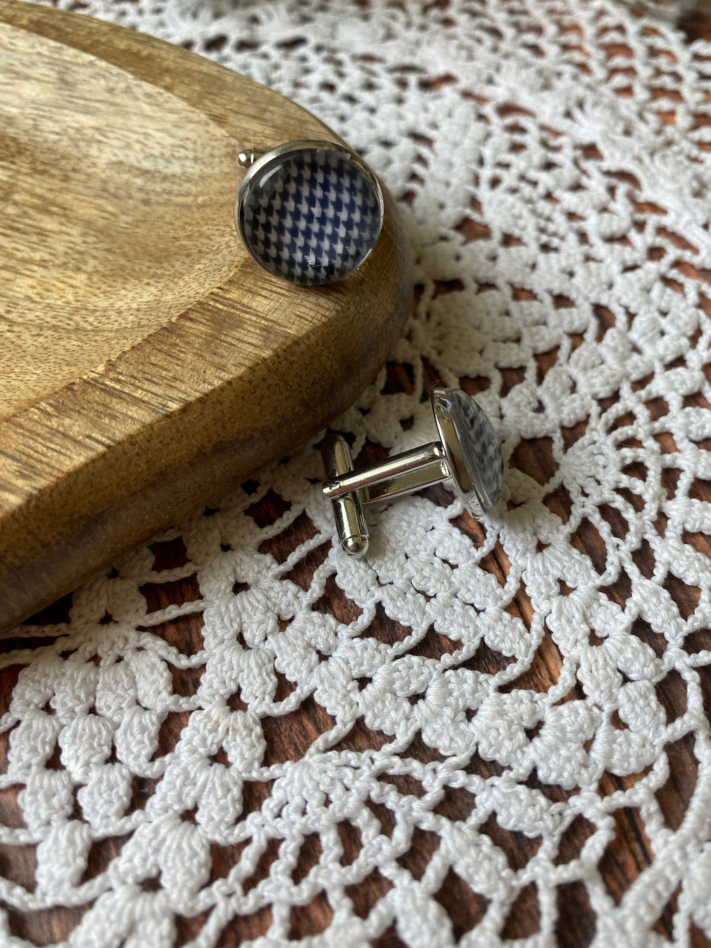 Assortiment en coton - motif pied de poule noir et blanc - noeud papillon homme, bouton de manchettes, noeud papillon garçon et pins costume 🤵🏻♂️