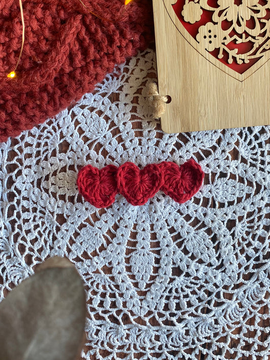 Barrette en crochet coeur - rouge ❤️