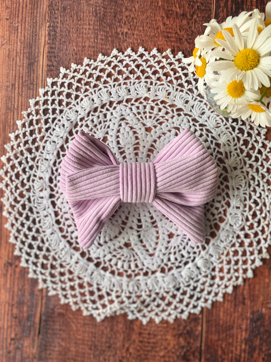 Barrette nœud en velours côtelé – lilas 🎀