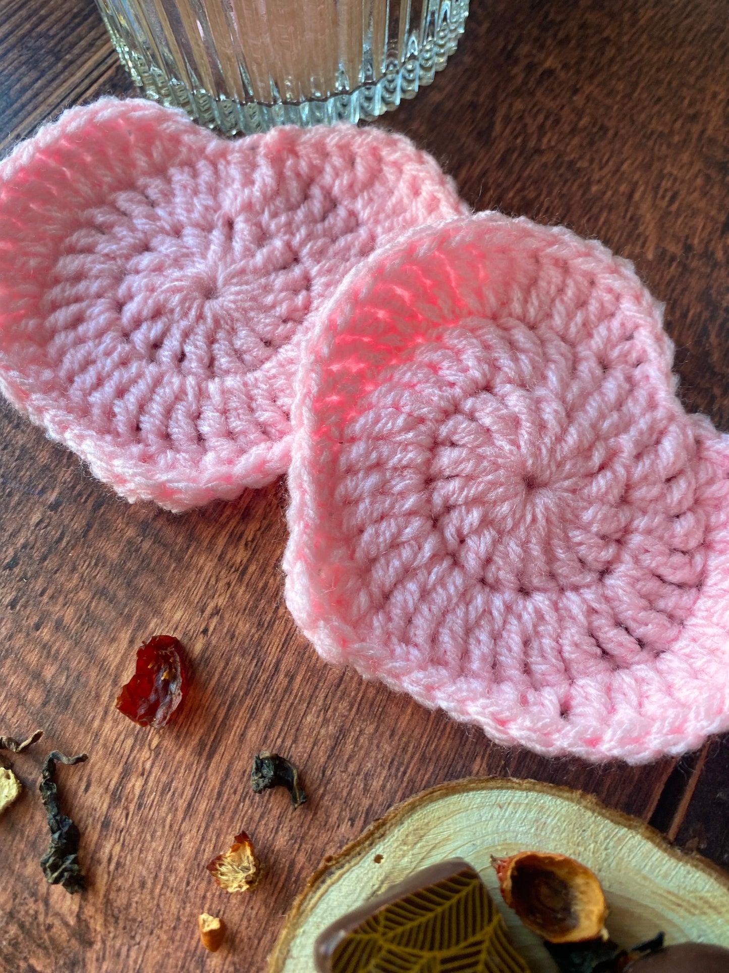 Dessous de tasse en crochet coeur - rose ou rouge ❤️