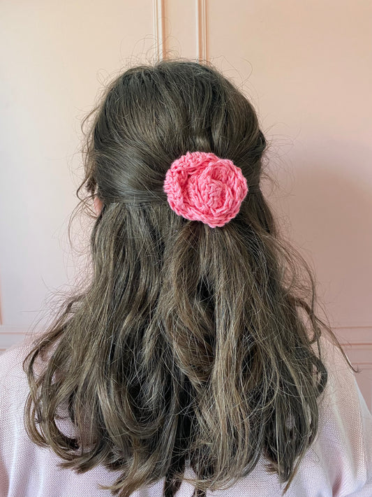 Barrette en crochet rose 🌹