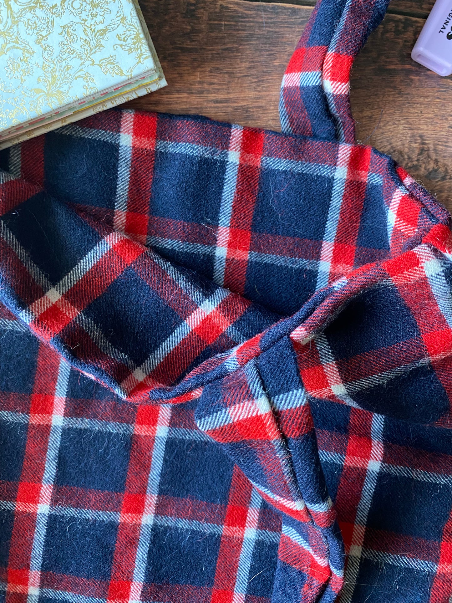 Tote bag en laine tartan bleu 🛍️