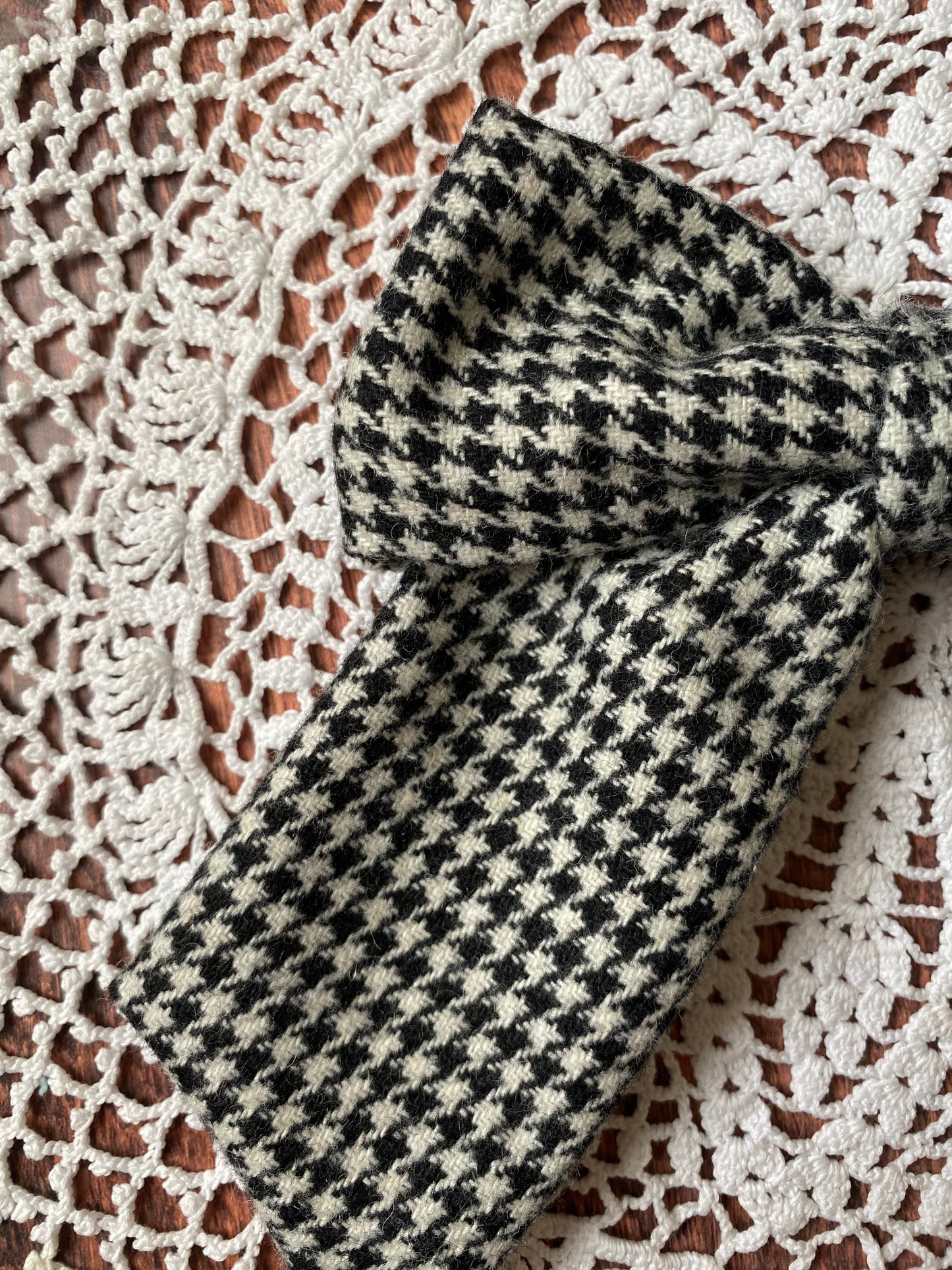 Barrette noeud motif pied de poule đ