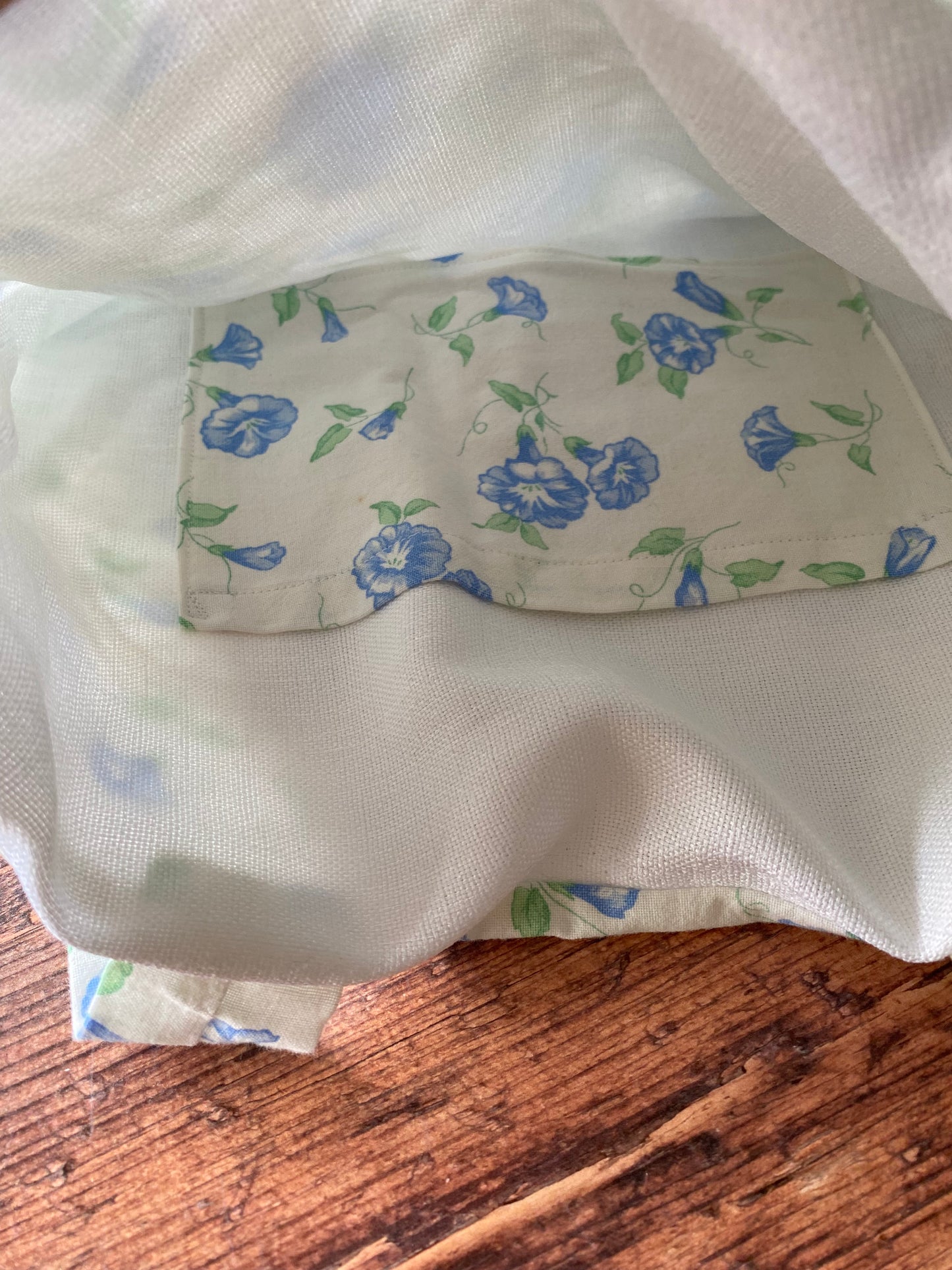 Tote bag en coton - motif fleur bleu