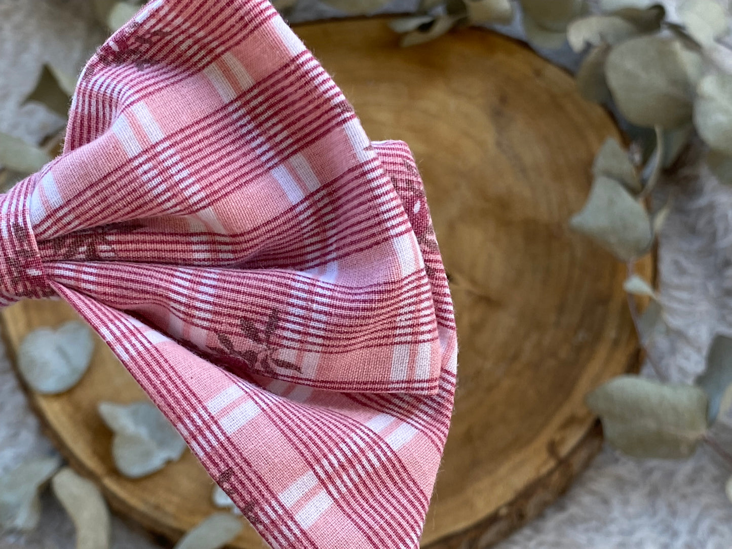 Barrette noeud Ă carreau rose er fleur đ