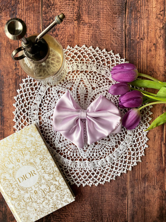 Barrette nœud en satin – lillas 🎀