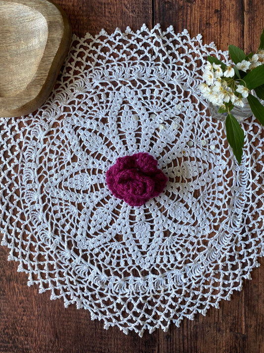 Barrette en crochet rose - couleur framboise 🌹