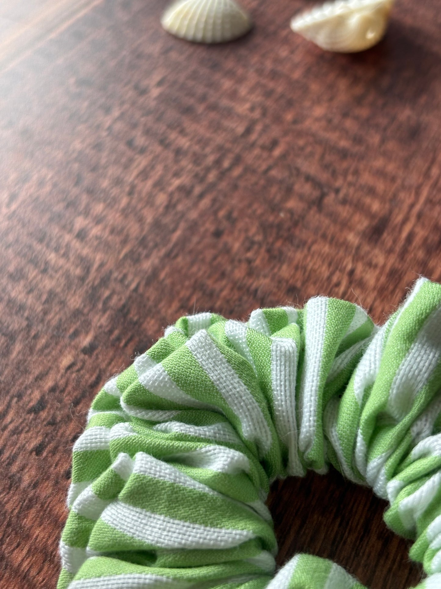 Chouchou en coton - à rayure vert et blanc 👱🏻‍♀️