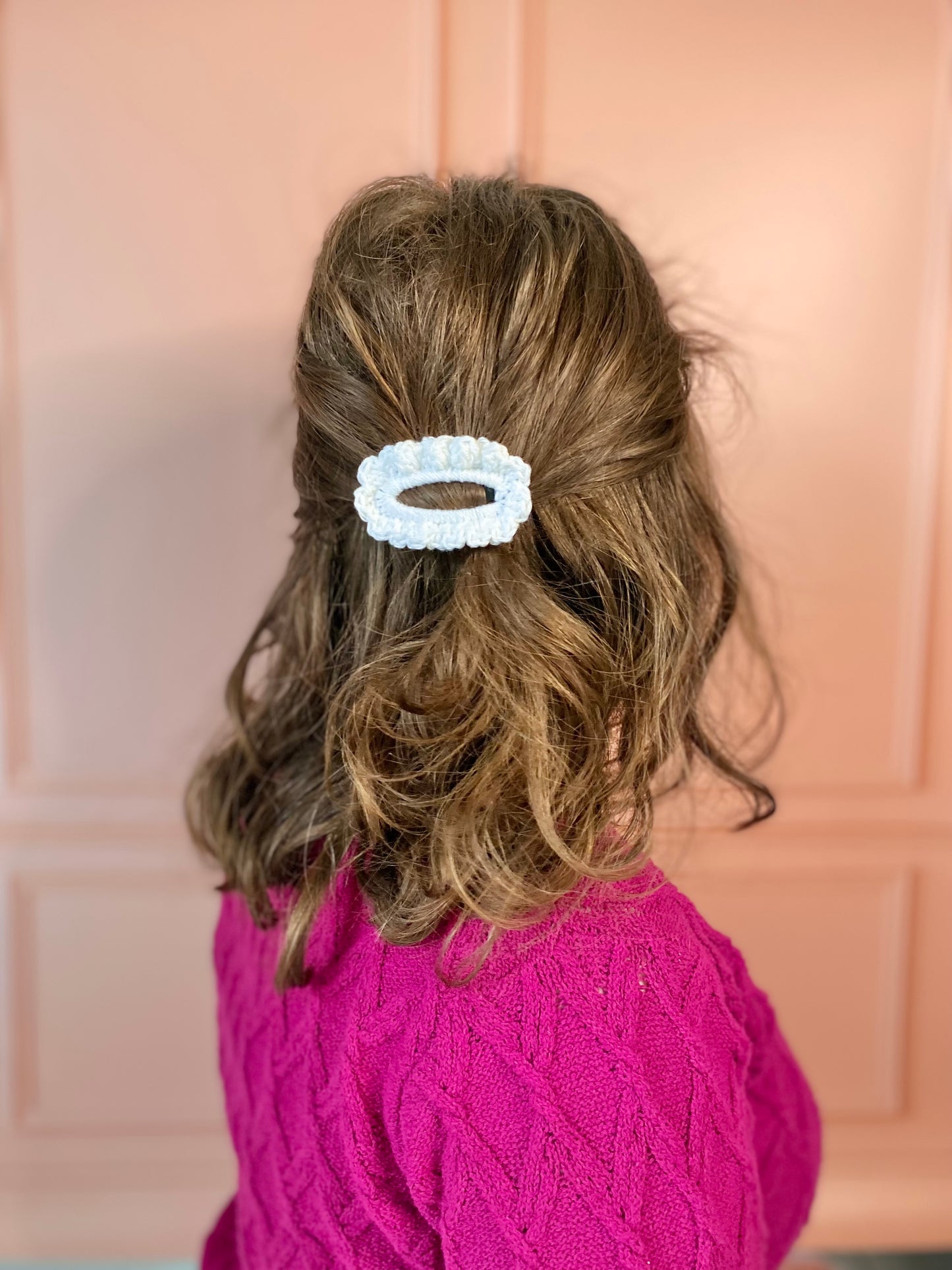 Barrette plate en crochet coloris au choix