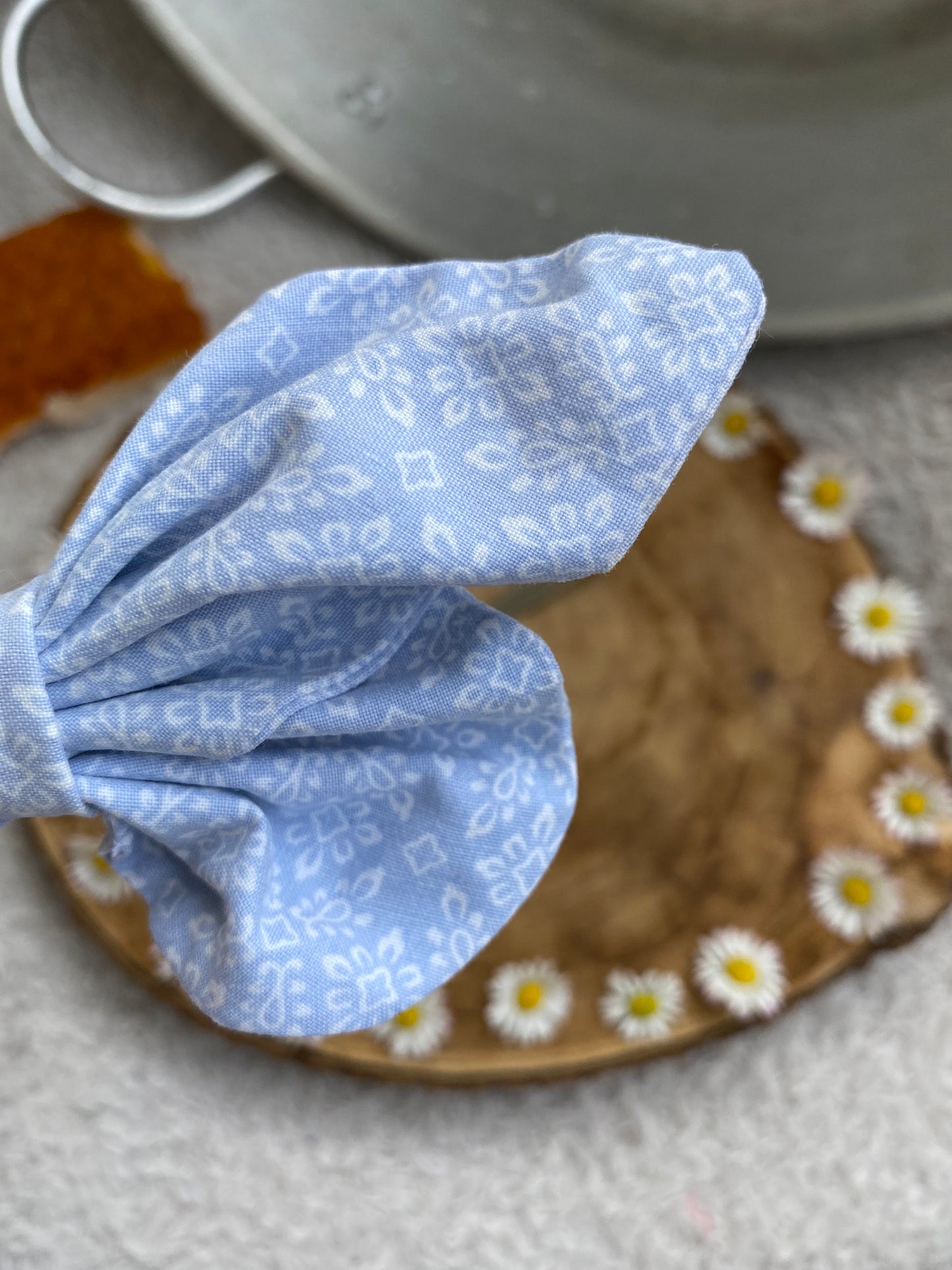 Barrette papillon en coton bleu 🦋