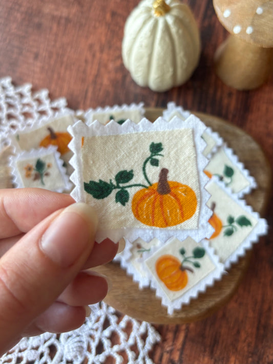 Lot de 15 timbres en tissus motif citrouille pour scrapbooking 💌📖