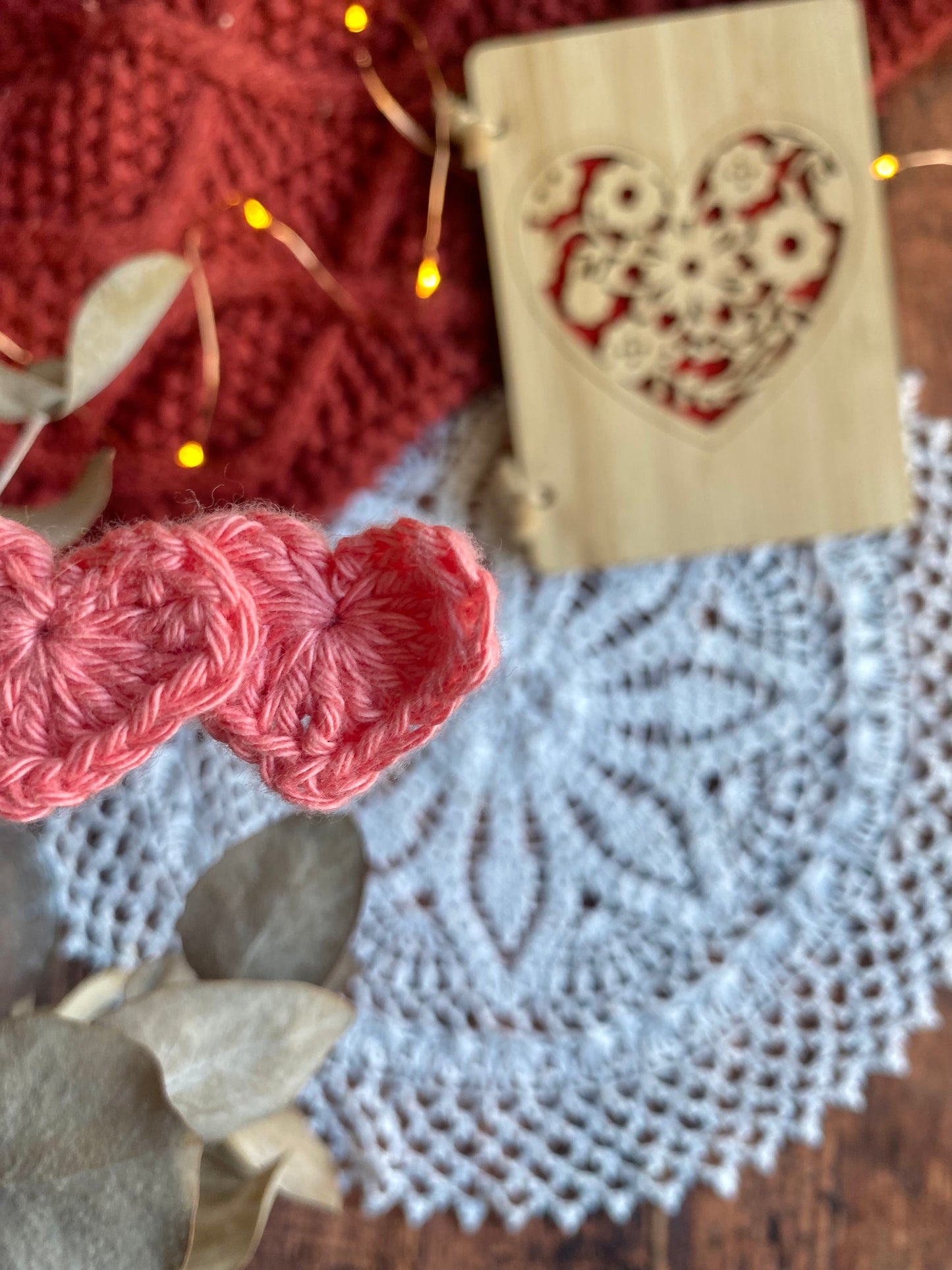 Barrette en crochet coeur - rose 🩷