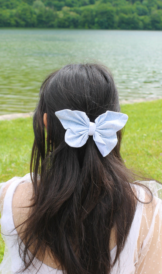 Barrette papillon en coton bleu 🦋