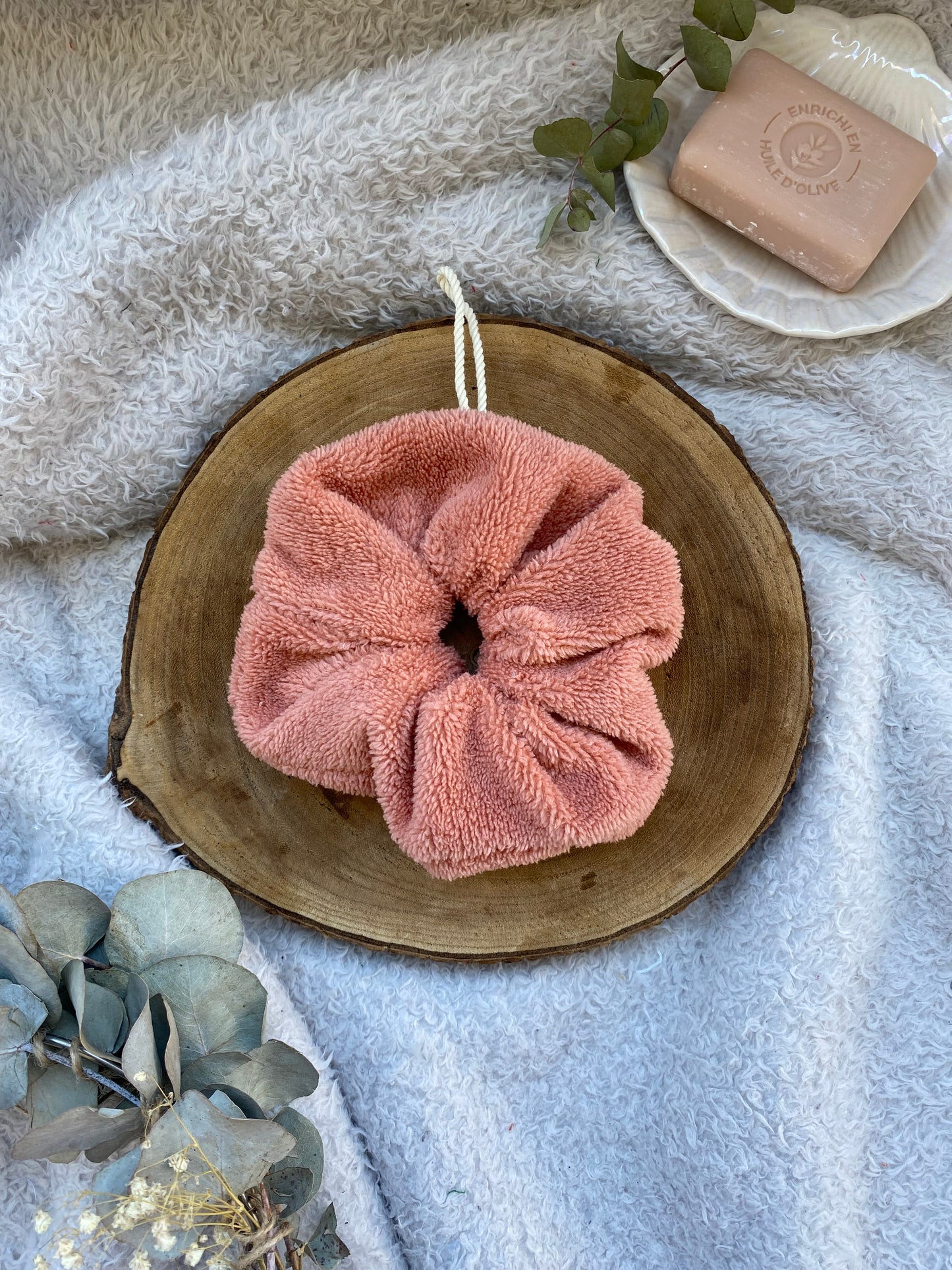 Fleur de douche enfant en éponge bambou -  rose 🫧