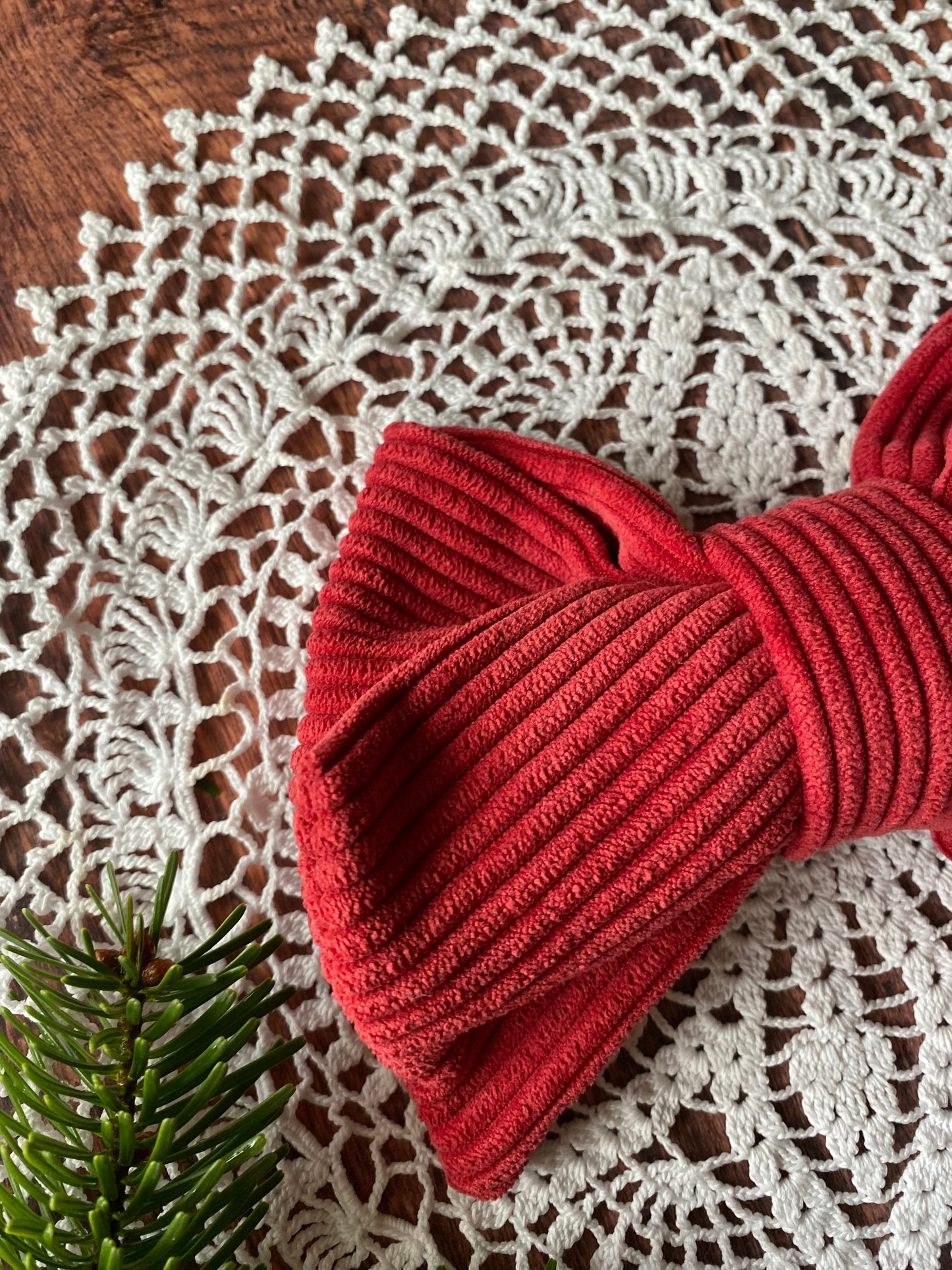 Barrette velours côtelé rouge 🎀