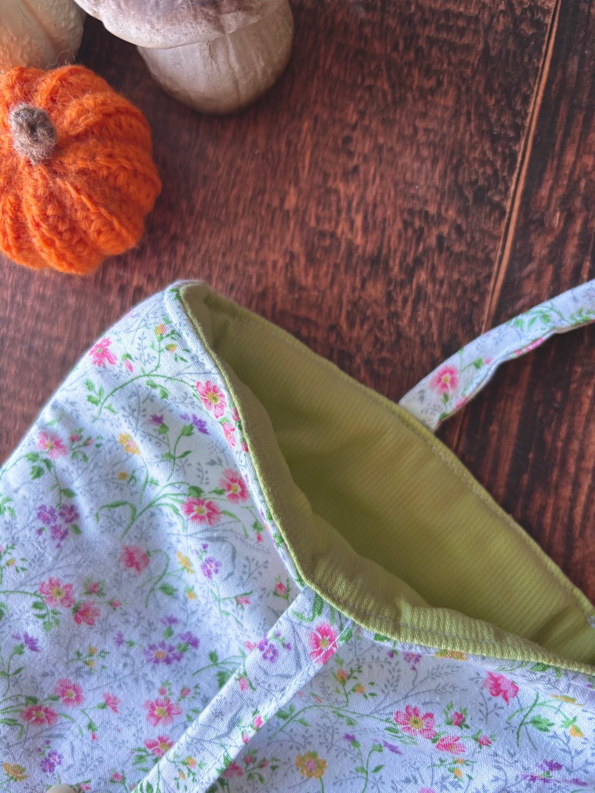 Pochette à livre / tablette / liseuse - coton blanc fleur rose et vert 📖