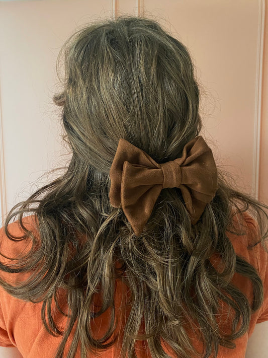 Barrette noeud effet daim marron 🎀