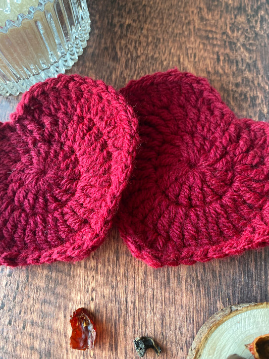 Dessous de tasse en crochet coeur - rose ou rouge  ❤️