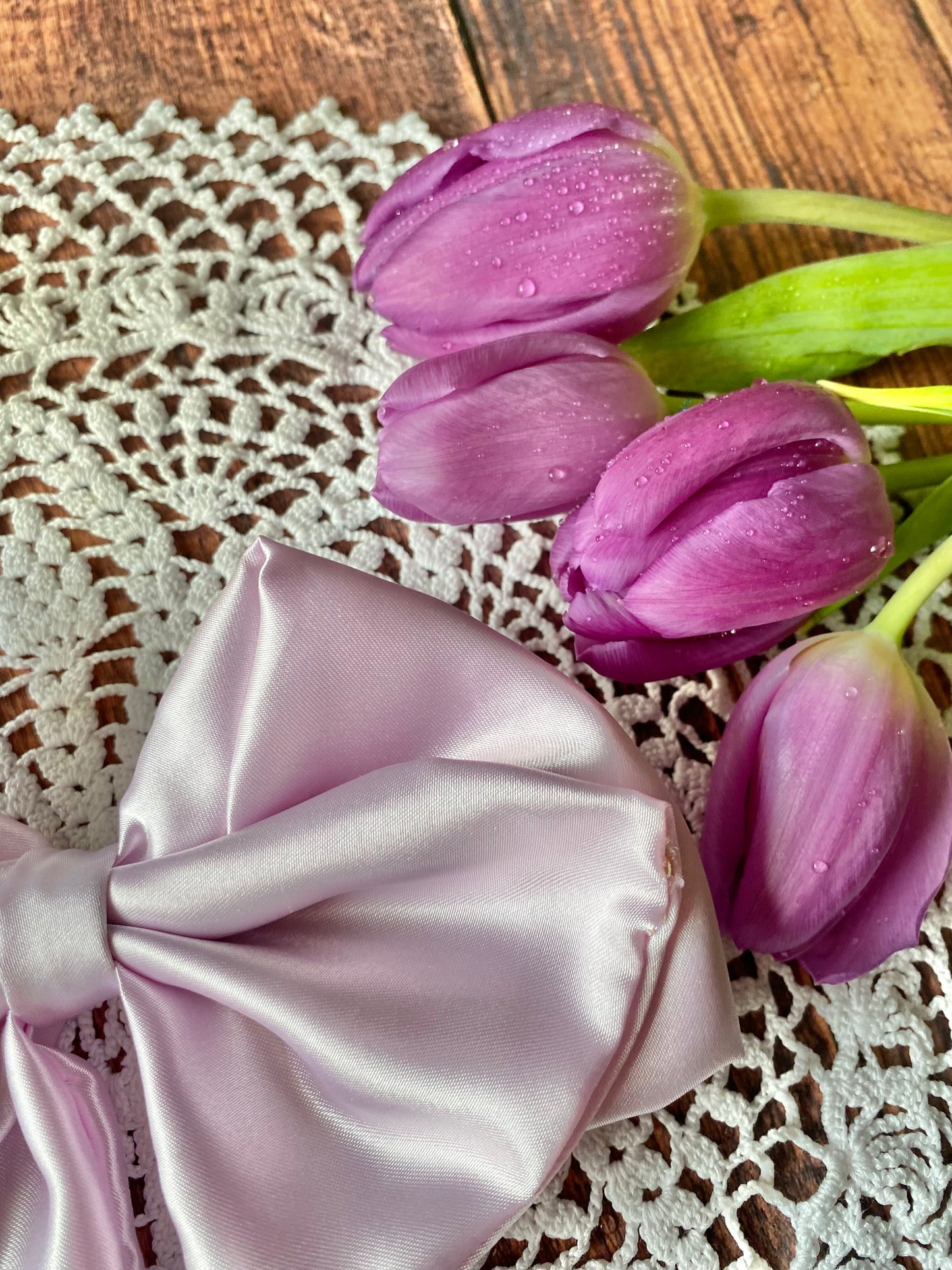 Barrette nœud en satin – lillas 🎀