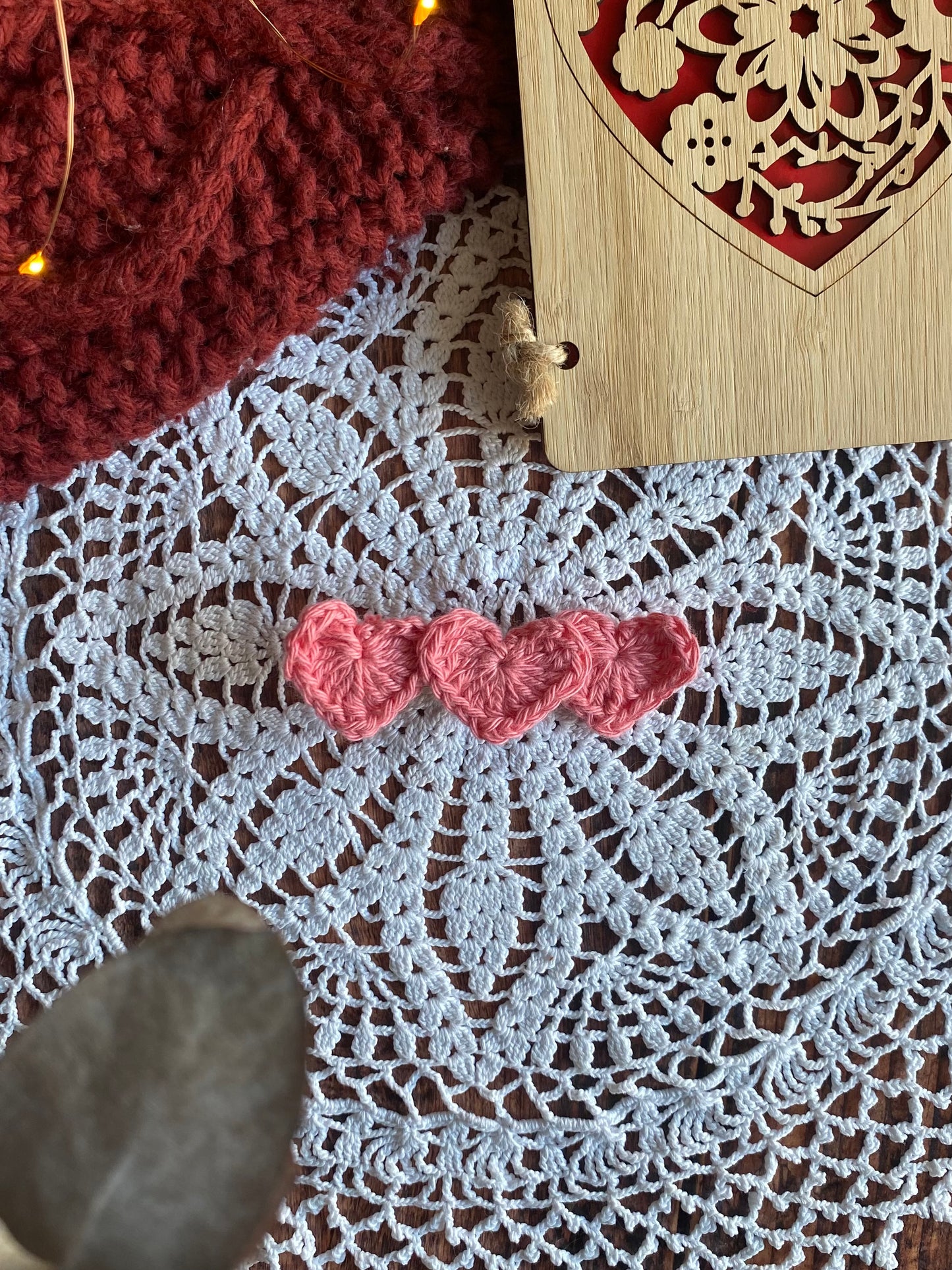 Barrette en crochet coeur - rose 🩷