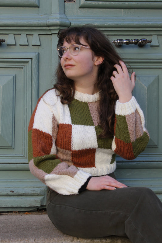 Pull tricot à carreau