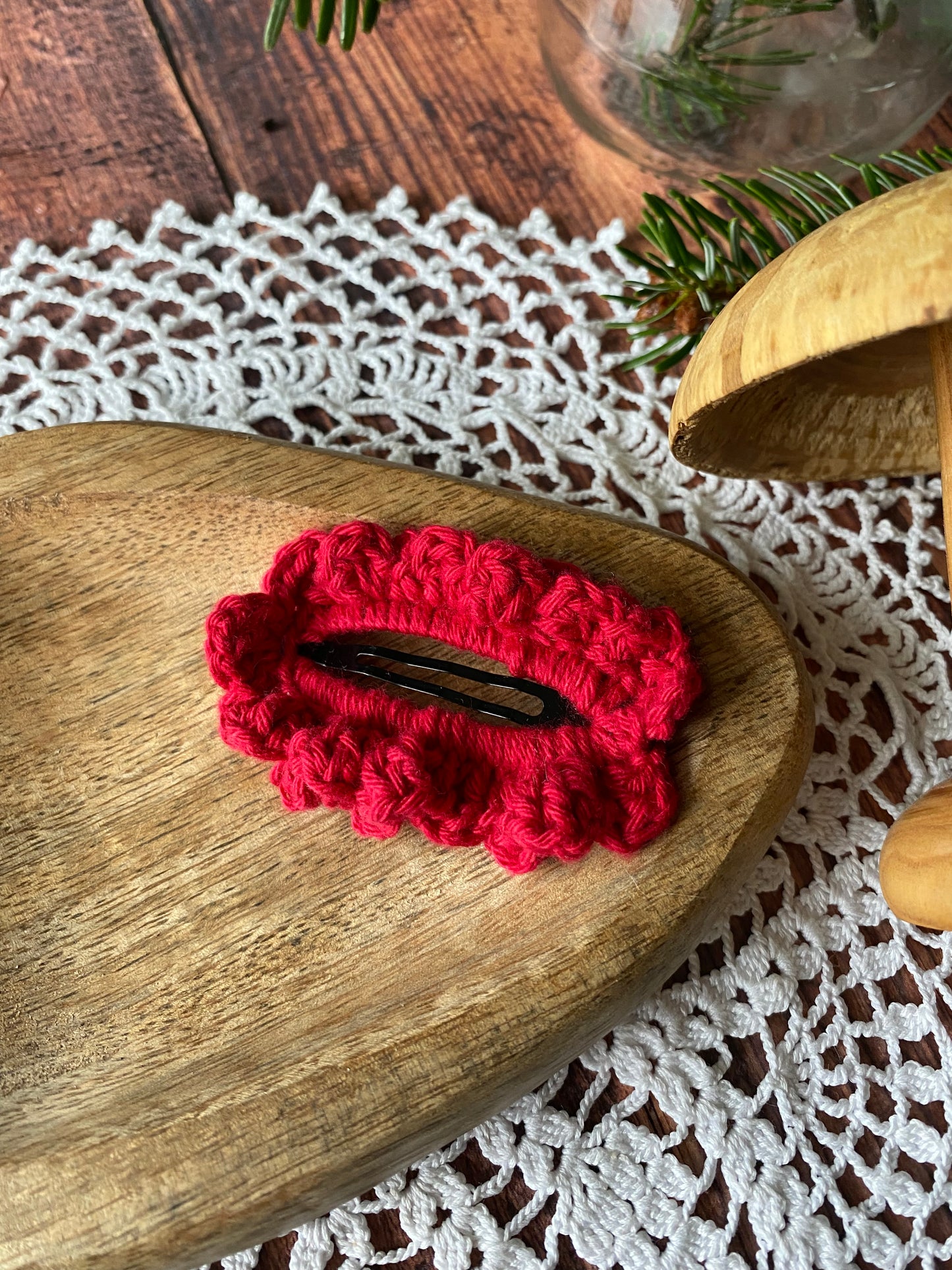 Barrette plate en crochet coloris au choix