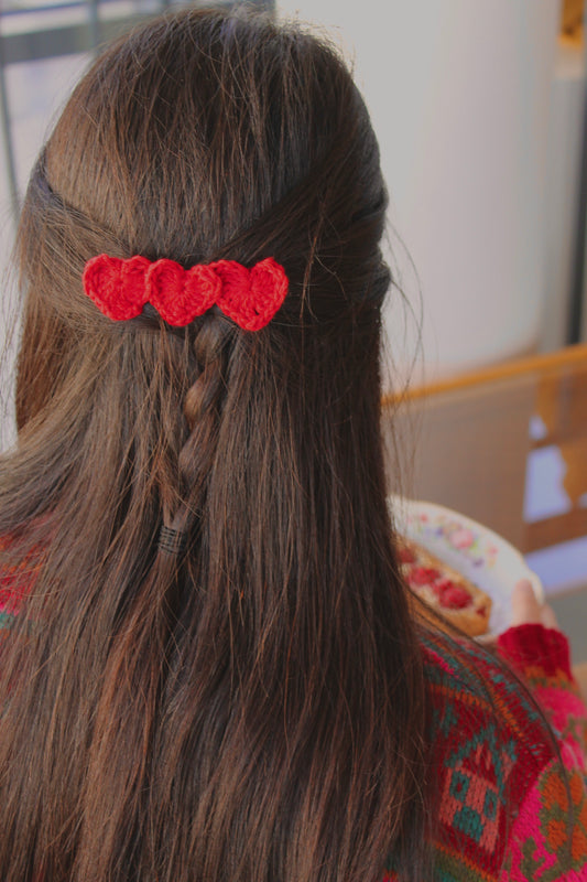 Barrette en crochet coeur - rouge ❤️