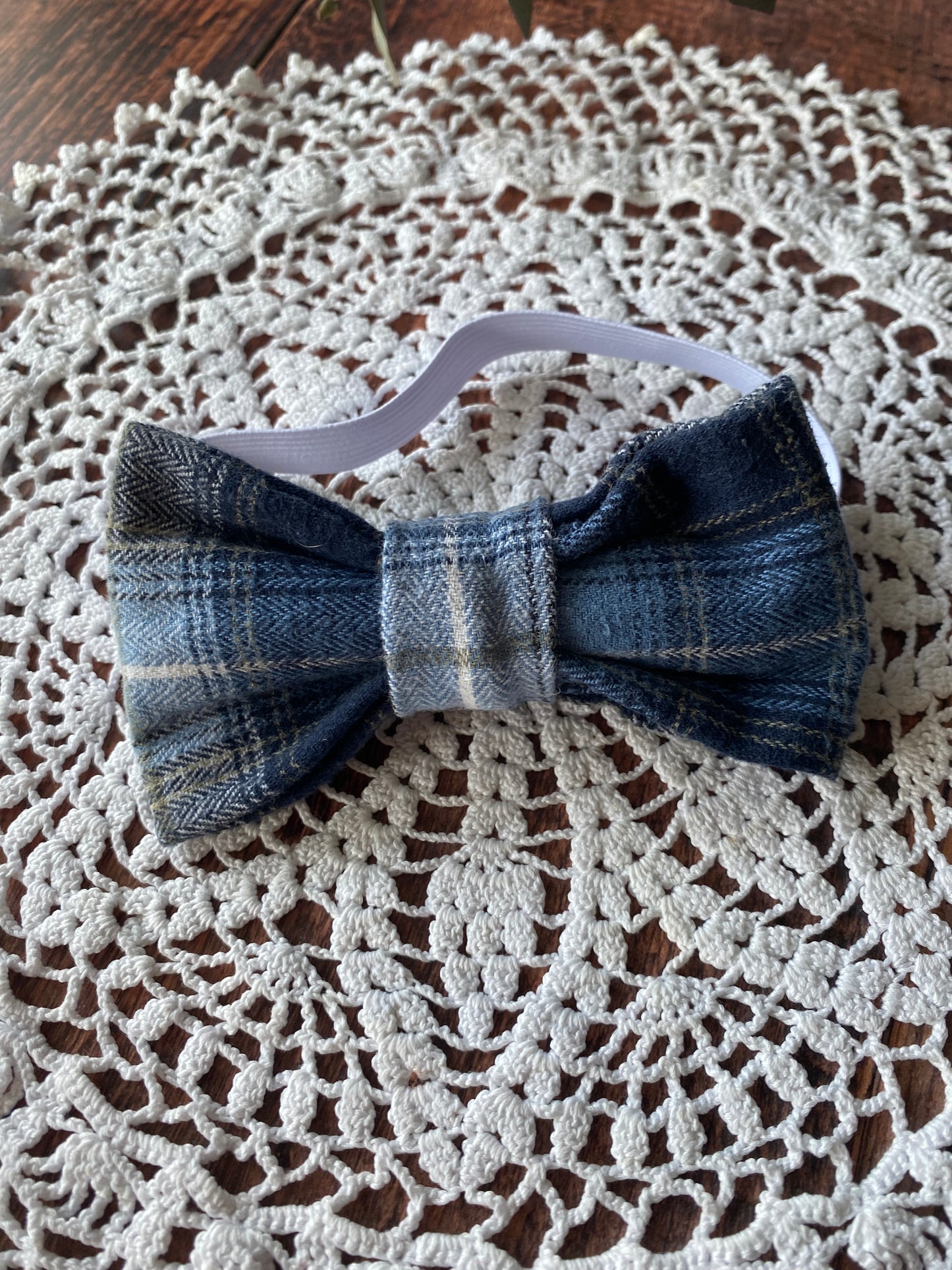 Assortiment accessoires en flanelle – tartan bleu et blanc - noeud garçon, noeud homme🤵🏻‍♂️