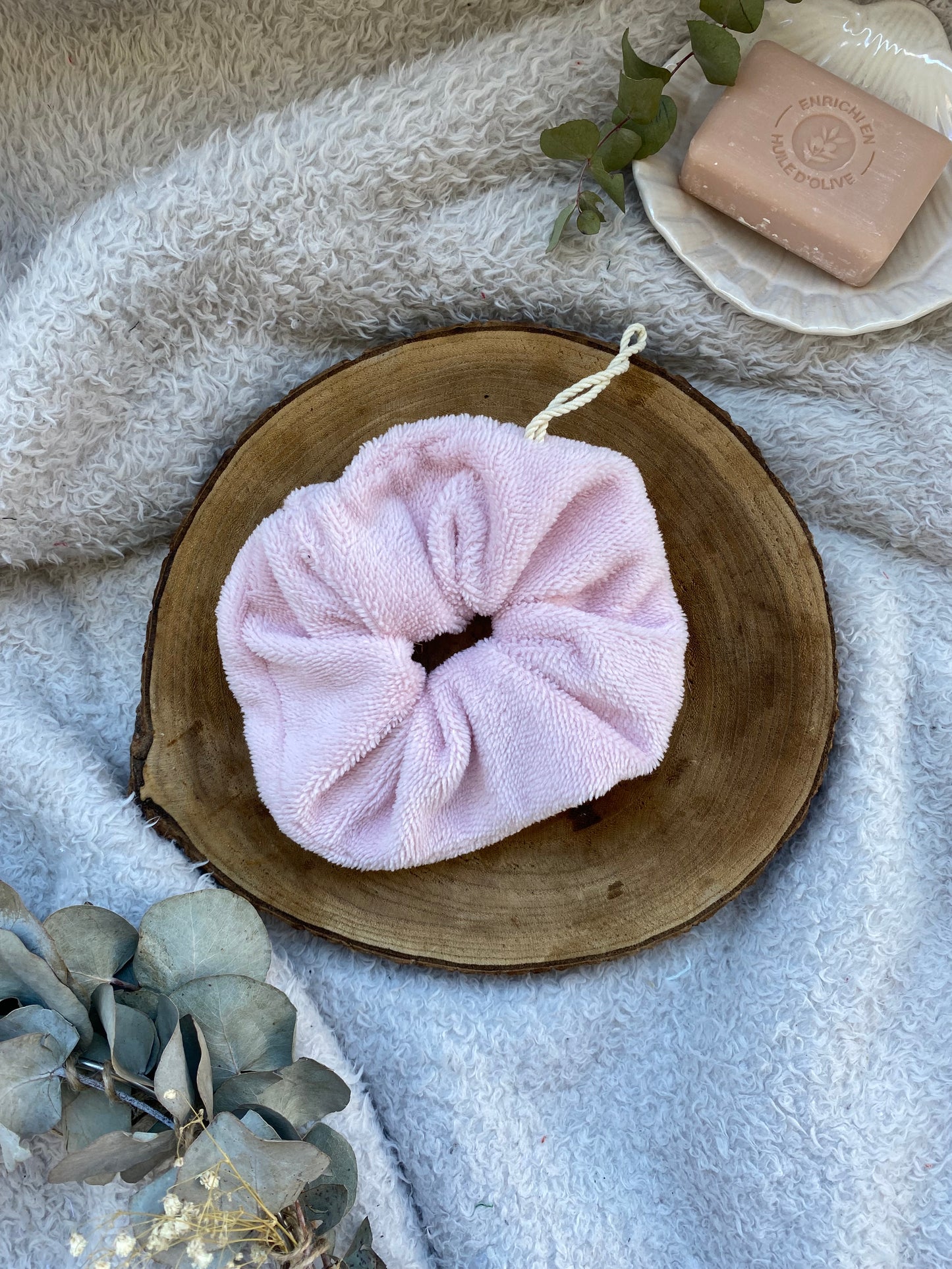 Fleur de douche enfant en éponge bambou -  rose 🫧