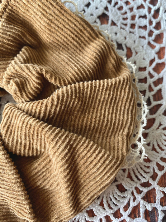 Chouchou en velours côtelé - beige et dentelle 👱🏻‍♀️