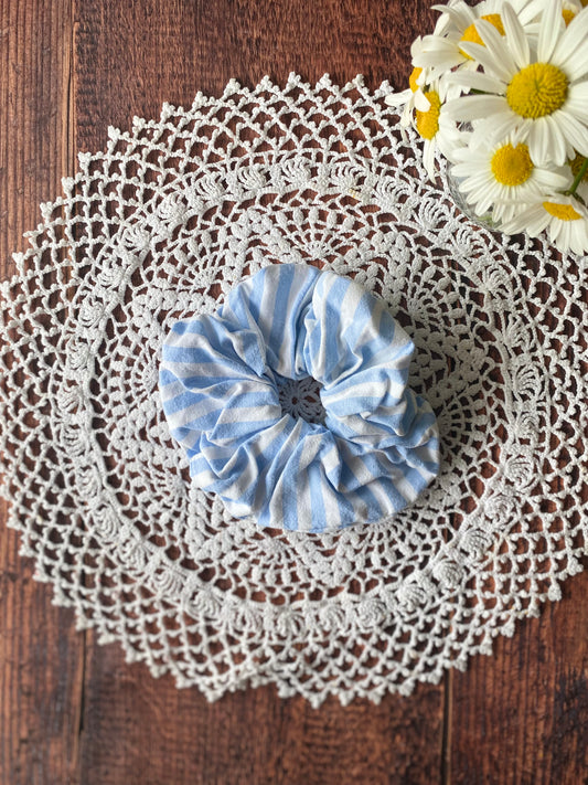 Chouchou en coton à rayure bleu