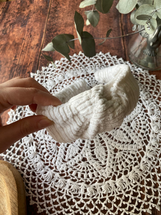 Serre tête en velours côtelé -  blanc