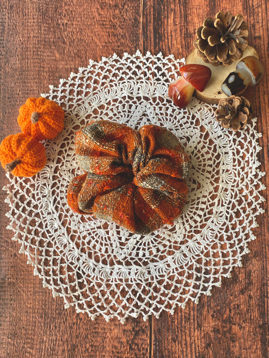 Chouchou en tweed orange