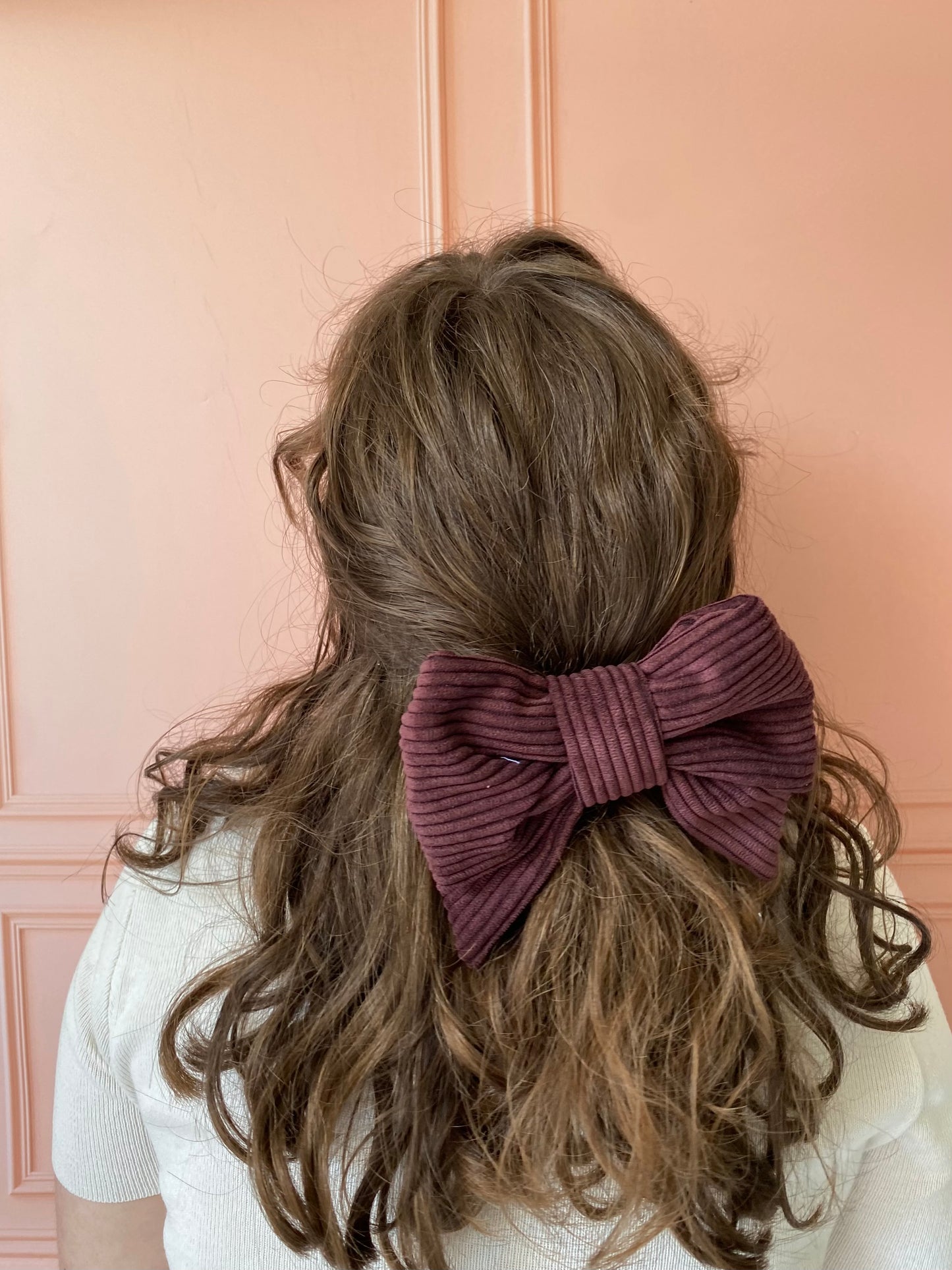 Barrette en velour cotele prune 🎀