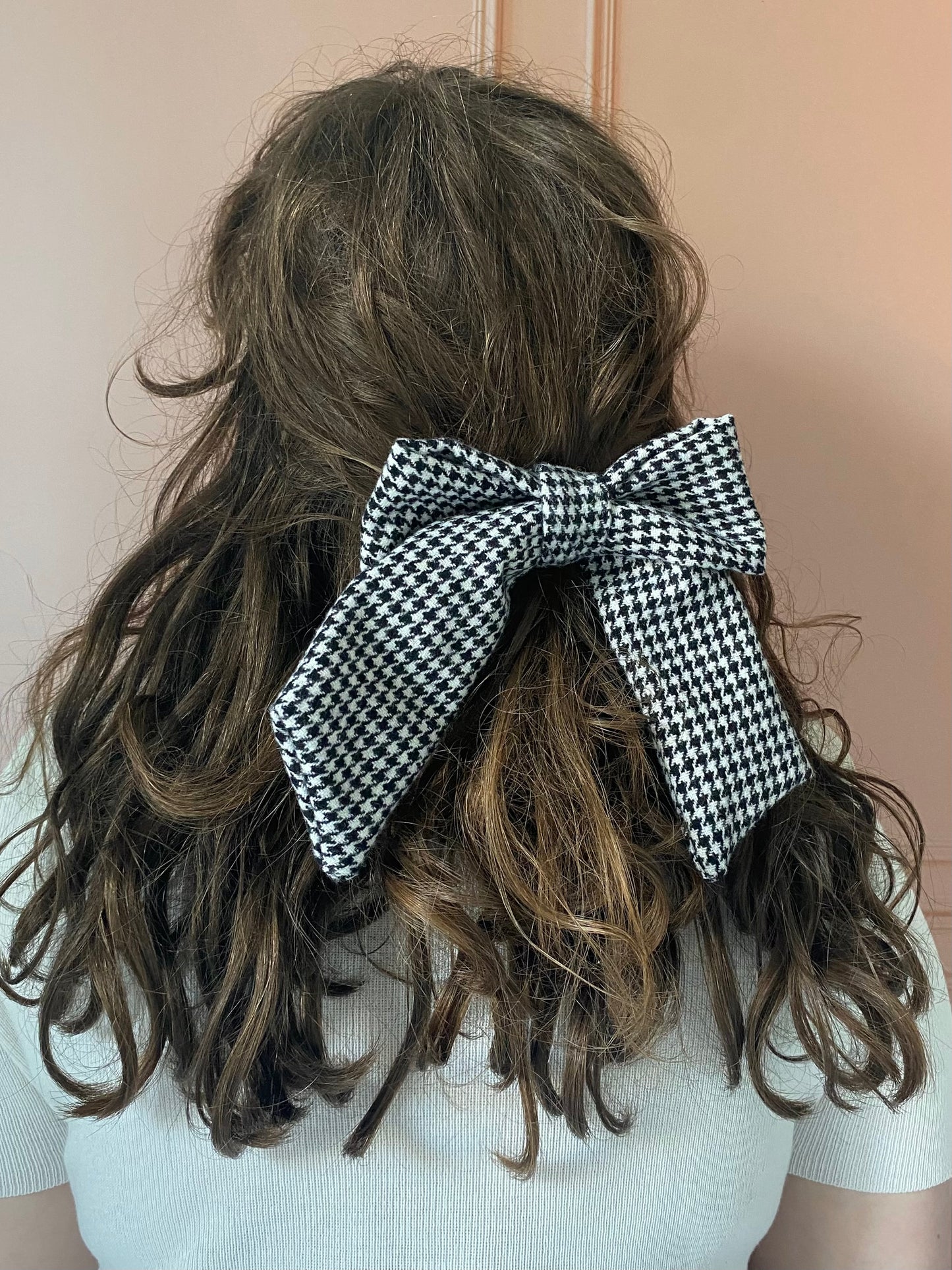 Barrette noeud motif pied de poule 🎀