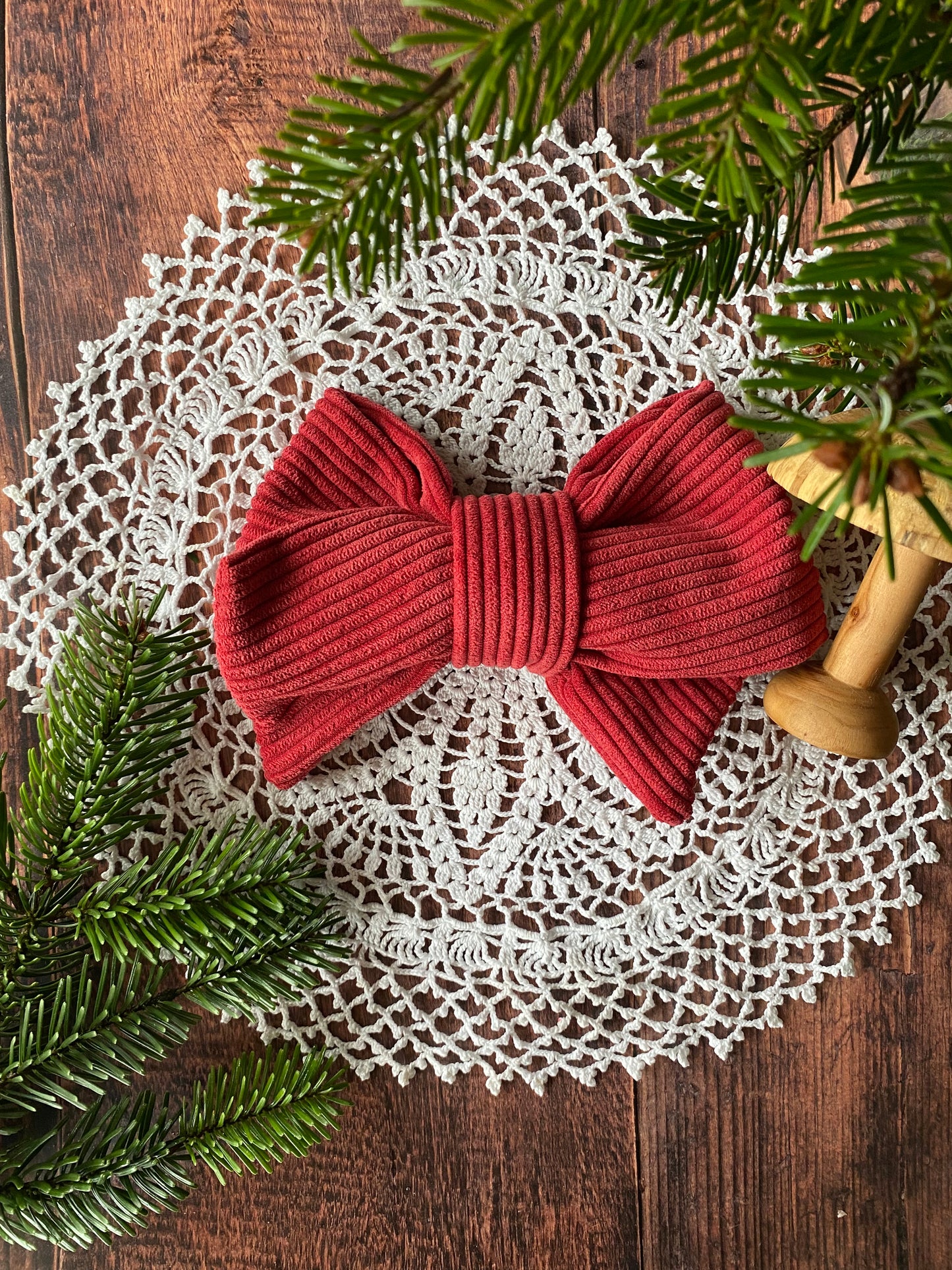 Barrette velours côtelé rouge 🎀