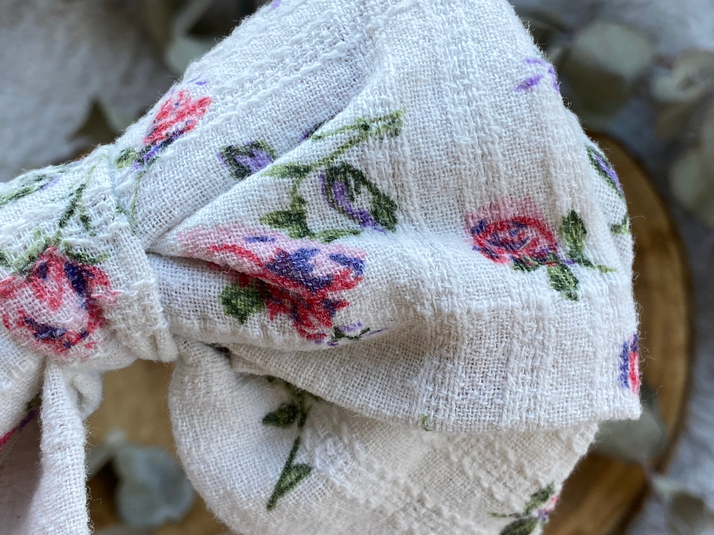 Barrette noeud blanche à fleur rose 🎀