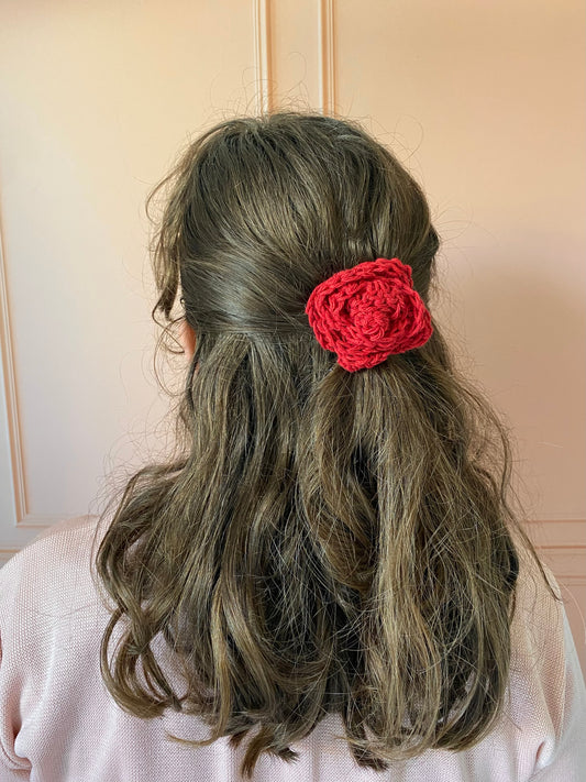 Barrette en crochet rose 🌹
