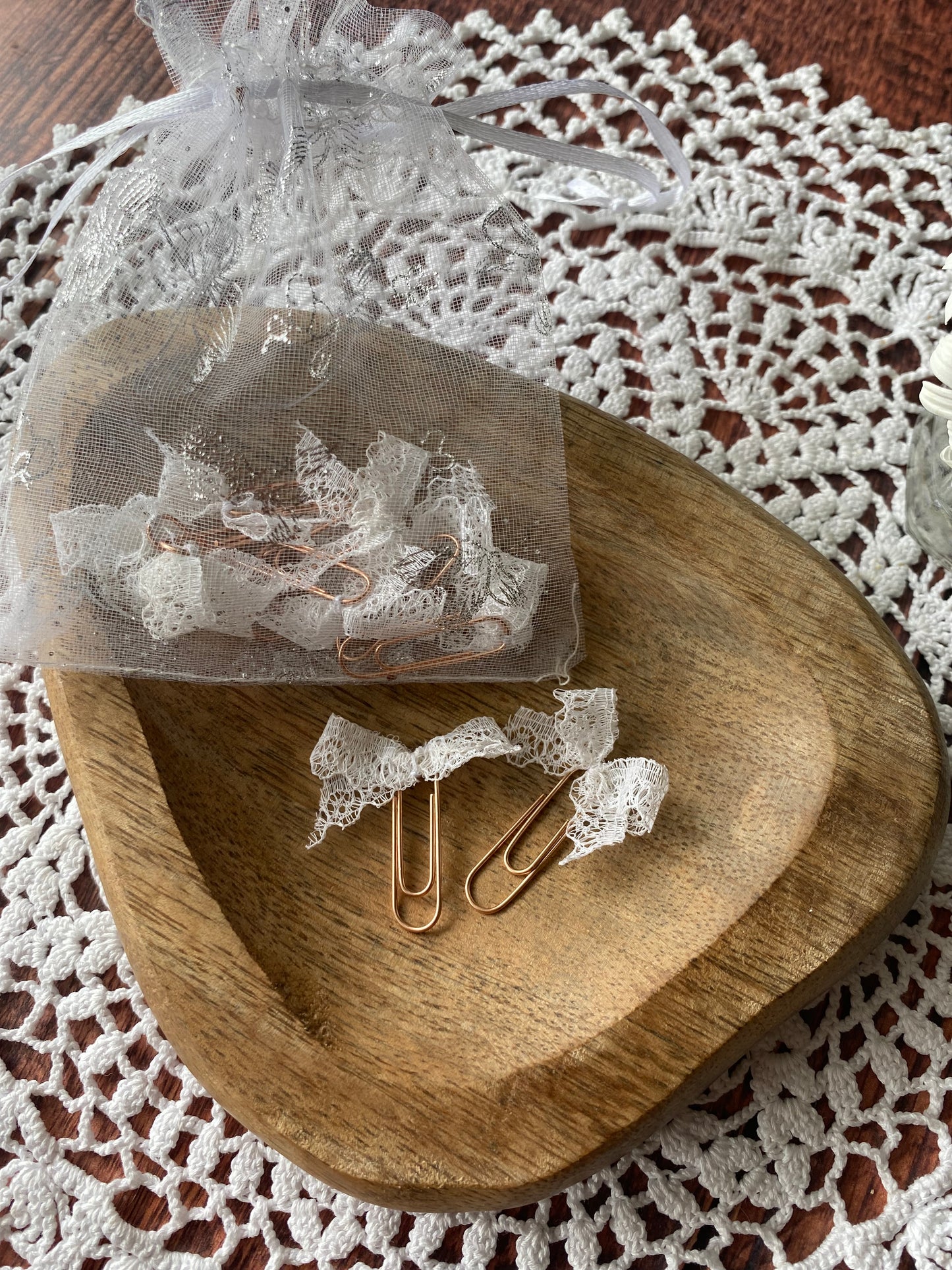 Lot de trombones rose gold - noeud en dentelle 1 🖇️