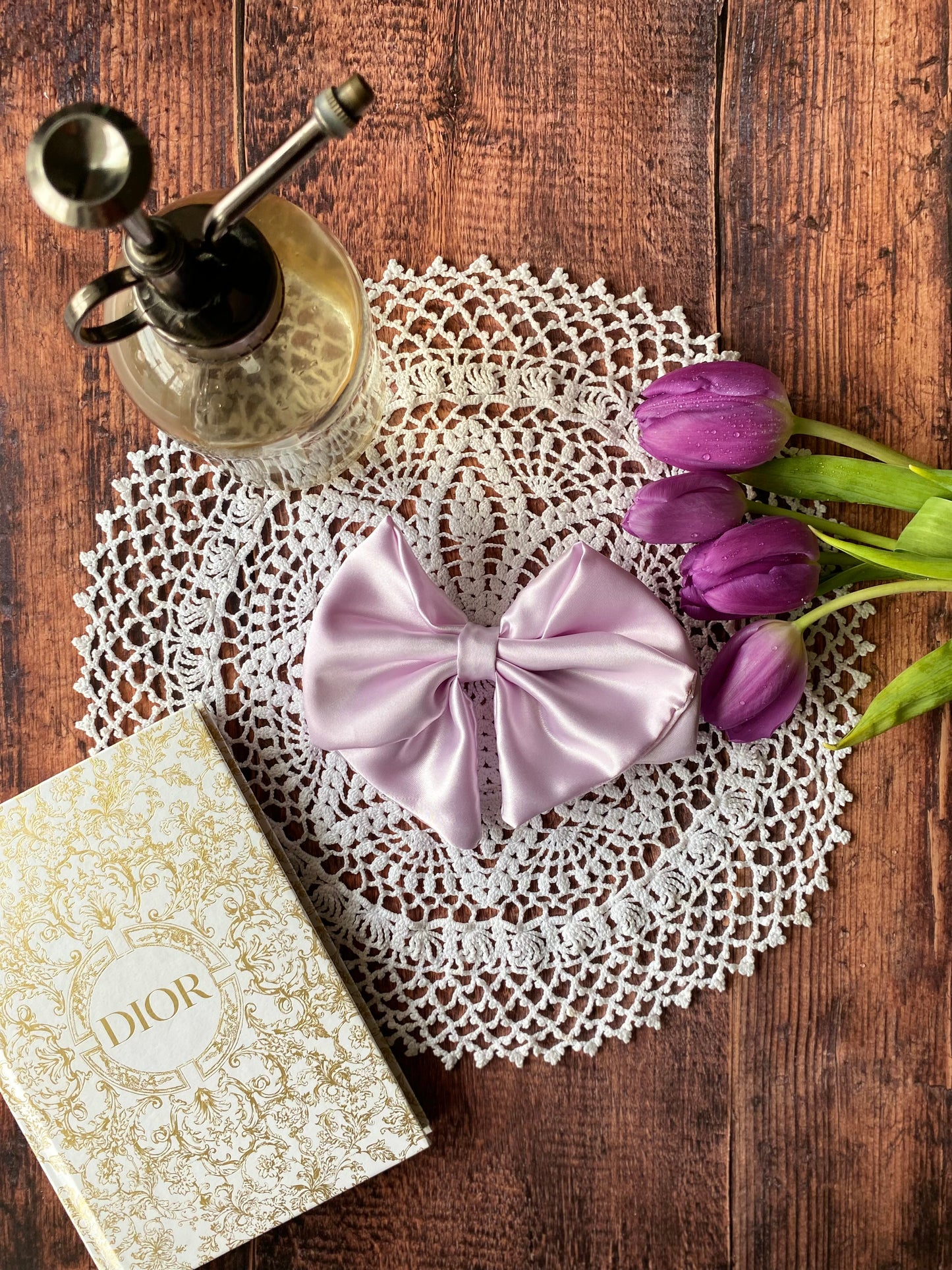 Barrette nœud en satin – lillas 🎀