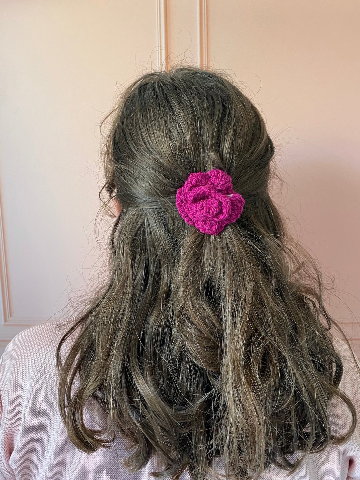 Barrette en crochet rose - couleur framboise 🌹