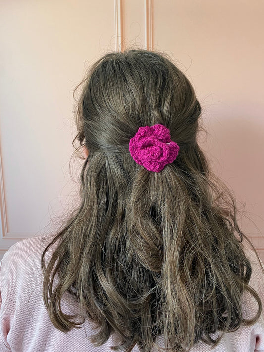 Barrette en crochet rose - couleur framboise 🌹