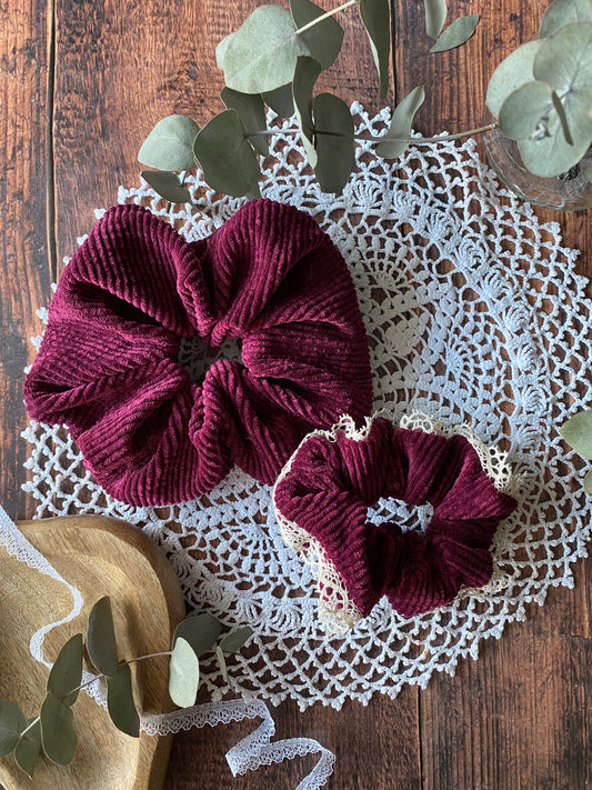 Chouchou en velour framboise