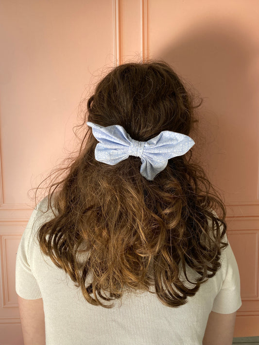 Barrette papillon en coton bleu 🦋