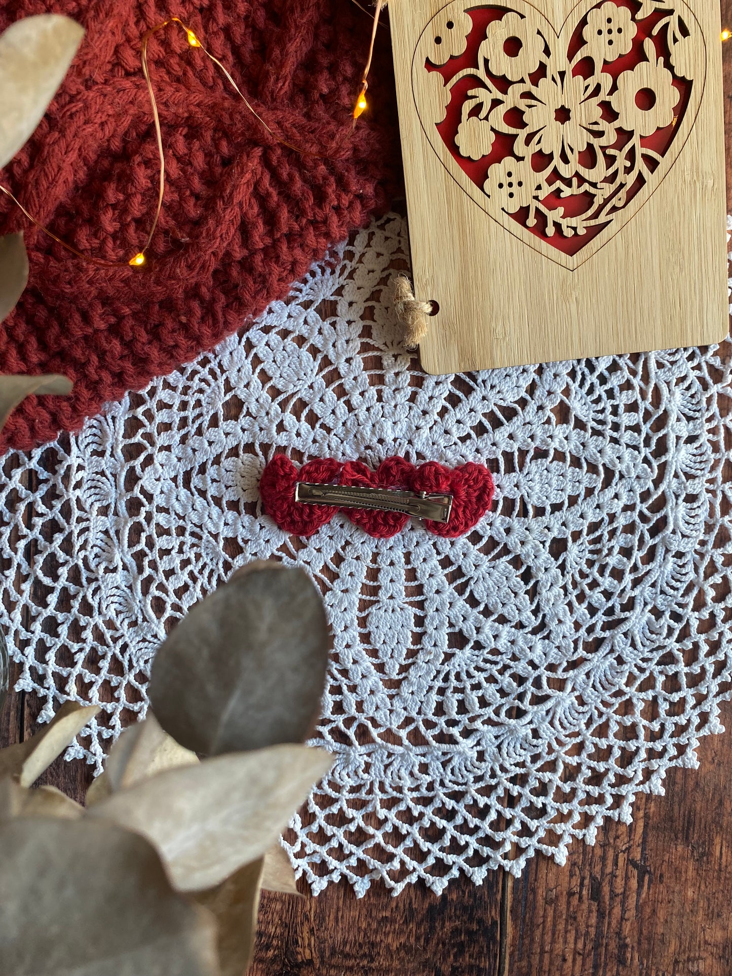 Barrette en crochet coeur - rouge ❤️