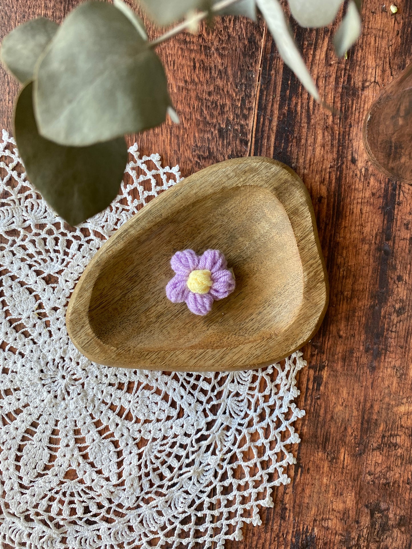 Barrette en crochet - fleur rose lilas jaune  bleu blanc 🌺