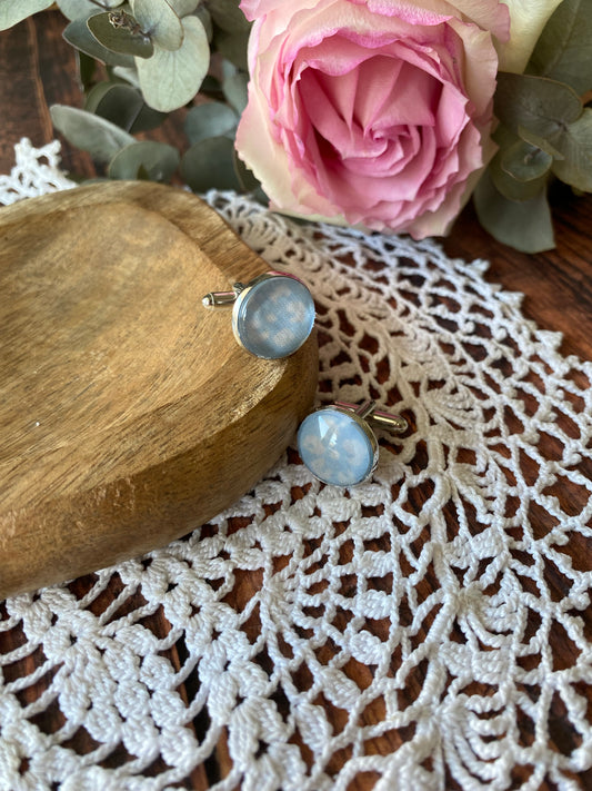 Assortiment pins et bouton de manchette bleu et blanc 🤵🏻‍♂️