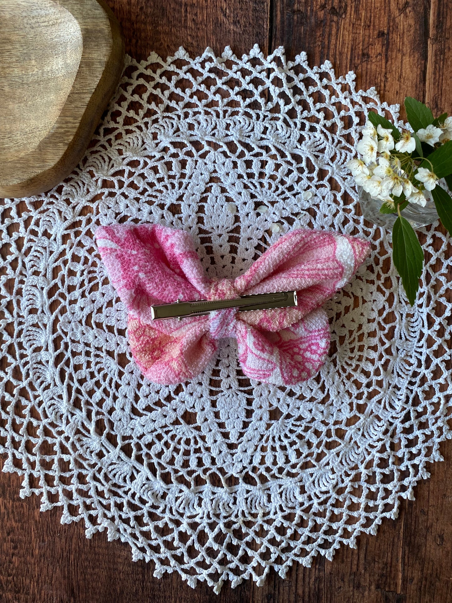 Barrette papillon fleur rose 🦋