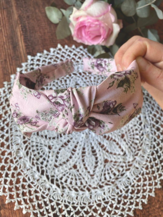 Serre tête en coton - rose à motif fleur 🌸